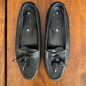 CELINE Pebbled Black Leather Driving Loafers, Size 40